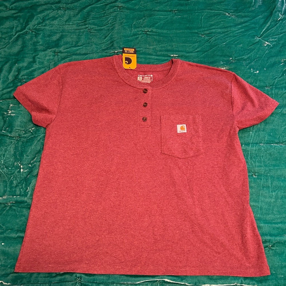 Carhartt Women's Loose Fit Short-Sleeve Heavyweight Henley T-Shirt